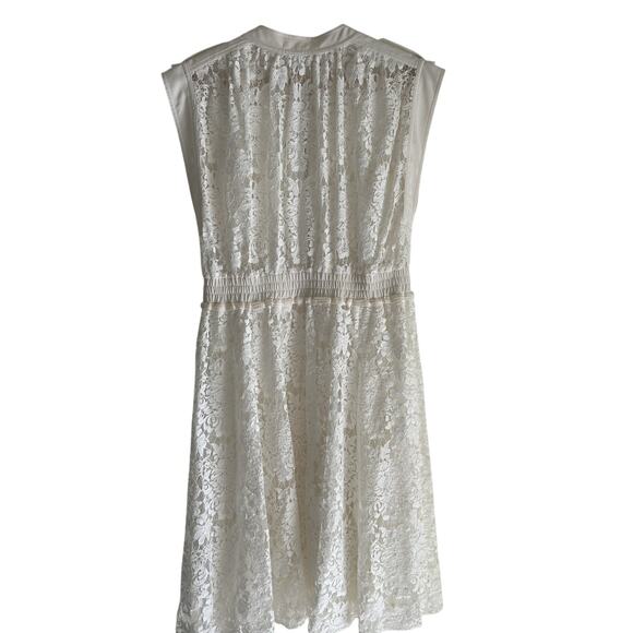 Rebecca Taylor Dress Lace Ivory SZ4 Font Exposed Zipper Romantic Sleeveless - Picture 3 of 7